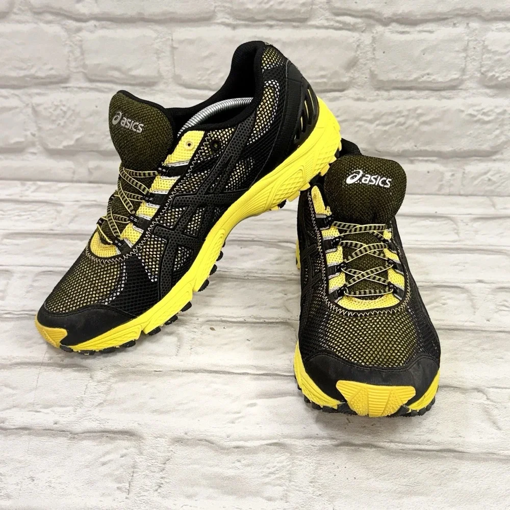 Asics Gel Trail Attack 7 Yellow/Black Trail Running Shoes Trainers Mens Sz 12.5